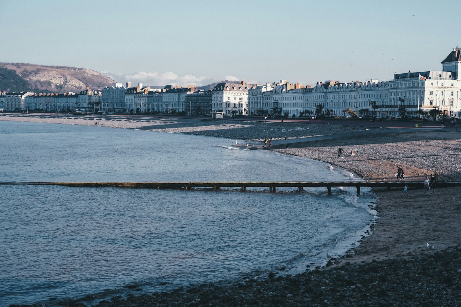 The beach with seafront terraces behind